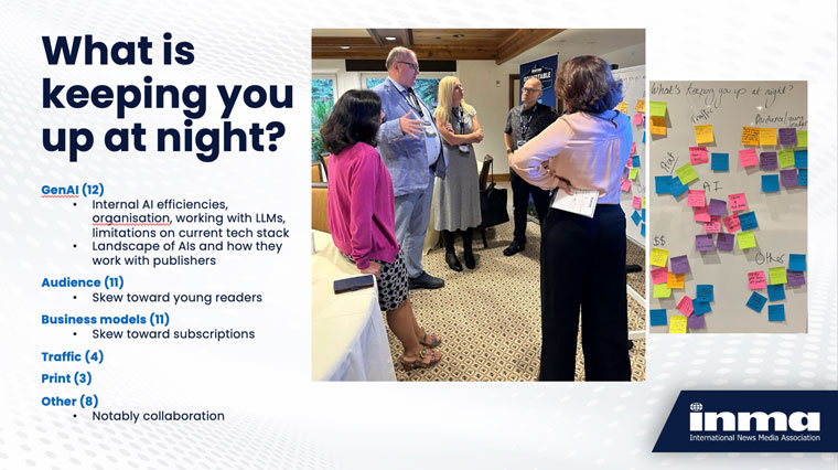 Media leaders at the recent INMA Vail Roundtable pointed to Generative AI as one of the leading issues keeping them up at night, INMA CEO Earl J. Wilkinson said at Media Innovation Week.