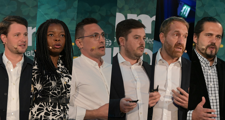 The INMA European News Media Conference featured rapid-fire case studies on AI from Paul Elvers of Funke Media, Joy Mutoloki of Schibsted, Valentin Heneka of Badischer Verlag, Chris Clemo of Daily Mail, Bernd Volf of Ringier MediaTech, and Dominic Depaoli of Russmedia.
