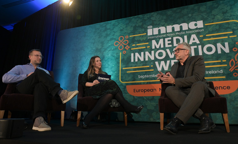 Peter Vandermeersch, CEO of Mediahuis Ireland, gives a fireside chat during the conference.