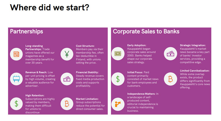 Using a model that relies on partnerships and corporate sales to banks has been successful for Alma Media.