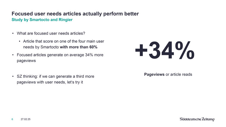 By developing articles focused on user needs, SZ has increased pageviews and conversions and built strong relationships with its readers.