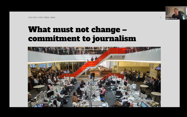 Stephen Dunbar-Johnson of The New York Times shared transformation advice at the INMA Master Class.