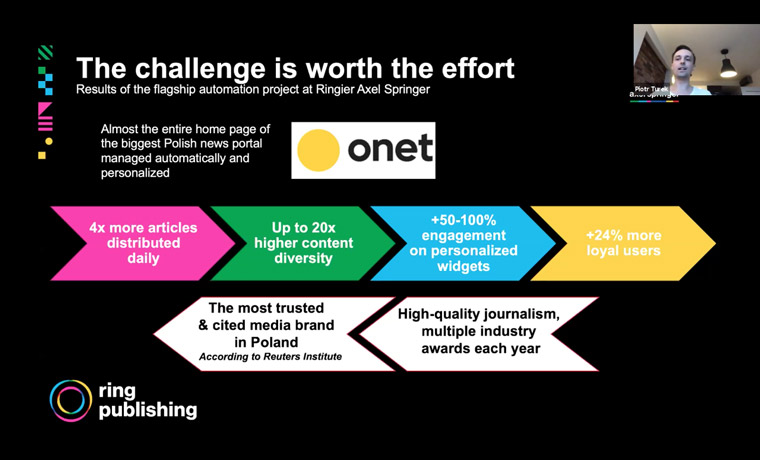 Piotr Turek, head of data products at Ringier Axel Springer, explained how automation has helped Onet.