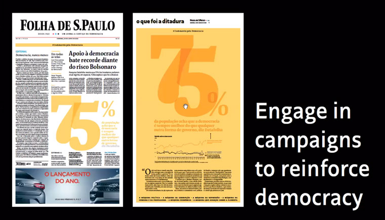 Through a strong slogan and a free course on democracy, editor-in-chief Sérgio Dávila said Folha de S.Paulo is reinforcing the value of good information during challenging times.