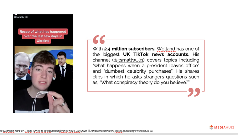 18-year-old Matt Welland has 2.4 million subscribers for his news reports on TikTok.