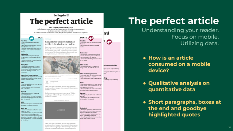 Berlingske created a formula for what it considers the perfect article.