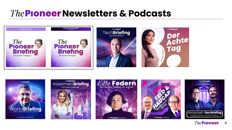 The Pioneer offers one free podcast podcast and newsletter plus others available to members.