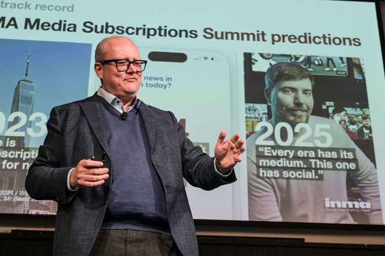 INMA Readers-in-Residence Greg Piechota closing the two-day summit in Toronto.