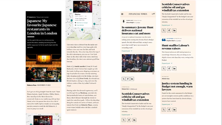 Financial Times designs its mobile experience around pockets of time, Louise Robertson, senior product design director, said.