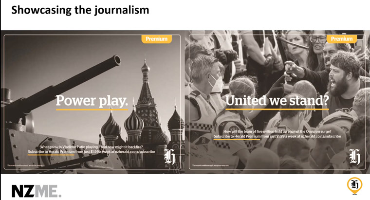 The New Zealand Herald takes care to showcase its journalism and journalists to support its business strategy, in turn creating newsroom buy-in, Miriyana Alexander, the company's head of premium, said. The New Zealand Herald takes care to showcase its journalism and journalists to support its business strategy, in turn creating newsroom buy-in, Miriyana Alexander, the company's head of premium, said.