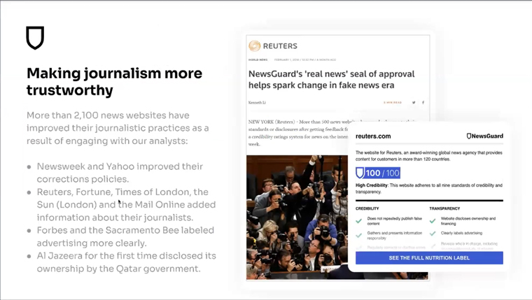 NewsGuard aims to help fight misinformation online, Gordon Crovitz, co-CEO of the company, said.