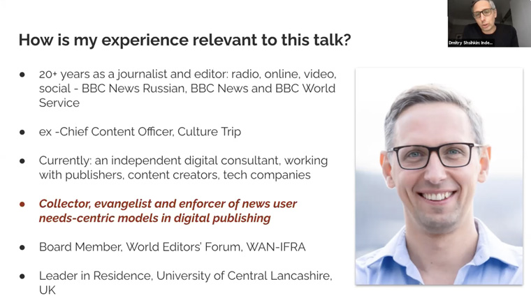 Digital consultant Dmitry Shishkin discussed the importance of focusing on a media company's particular niche.