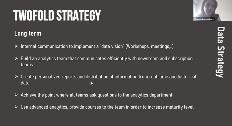 Elisabeth Fernandes, head of analytics and audience insight at Politico, said the company's long-term goal involves develop a data-driven culture..