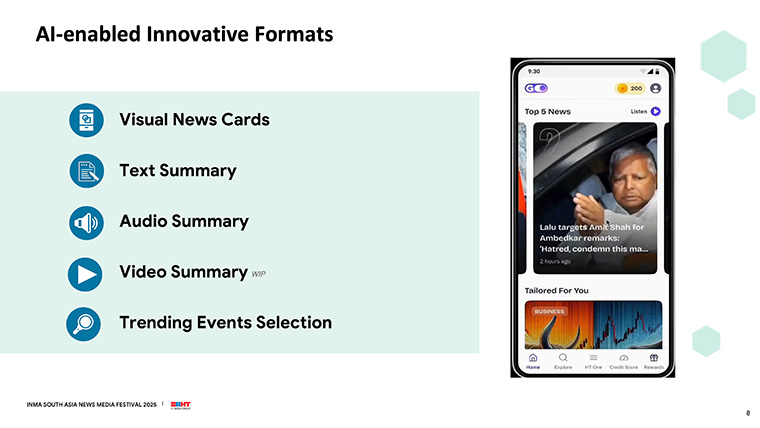 Puneet Jain of HT Digital shared AI-enabled innovative formats.