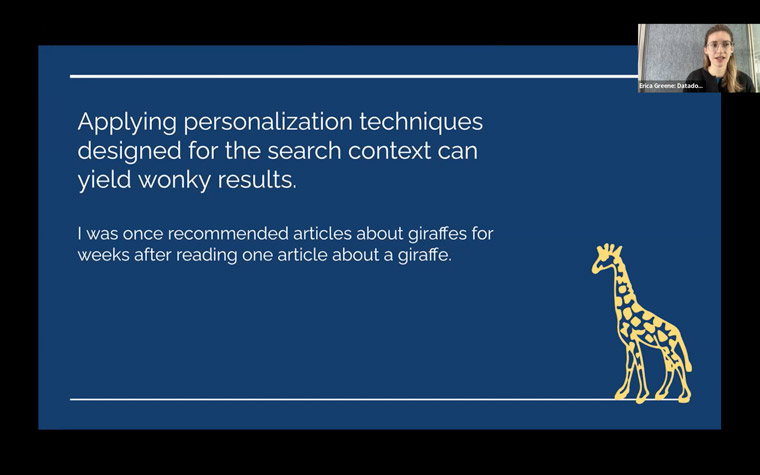 Having the right rules around personalisation can make for a better experience, Erica Greene, senior engineering manager at Datadog, said. Having the right rules around personalisation can make for a better experience, Erica Greene, senior engineering manager at Datadog, said.