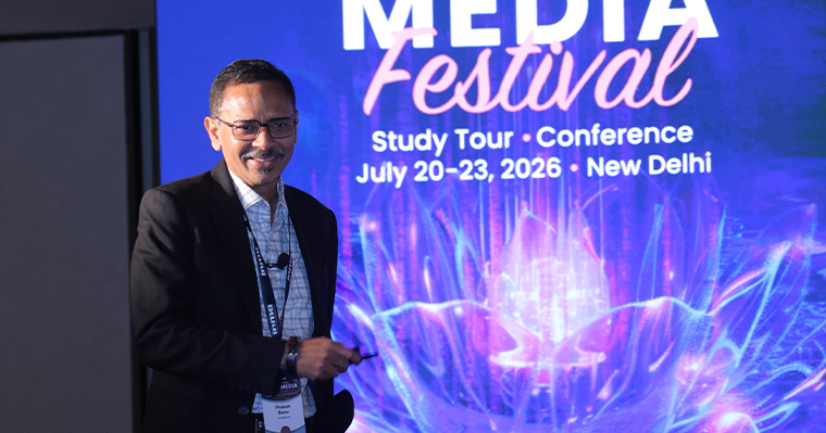 Prasun Basu, co-founder and CEO of of Inteliphyle, spoke to attendees in New Delhi.