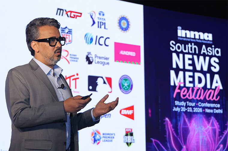 Siddharth Sharma, head of content and production at JioStar, speaks to delegates at the INMA South Asia Media Festival.