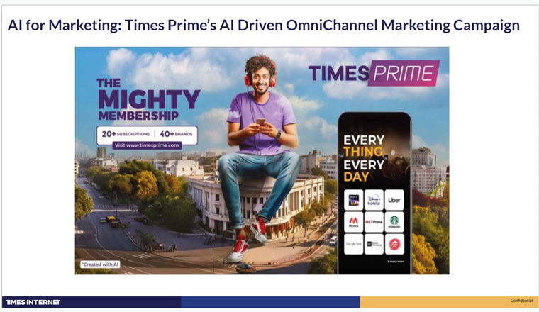 Times Internet markets its clearly labeled AI campaign for Times Prime.