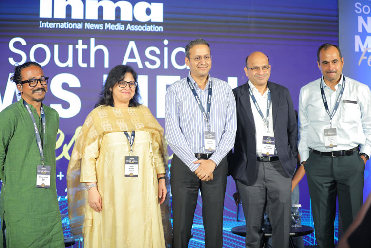 From left to right: Biprorshee Das of WARC India, Aditi Mishra of Lodestar-UM, Pawan Agarwal of Dainik Bhaskar Group, Dhruba Mukherjee of ABP Group, and Puneet Avasthi of Kantar.