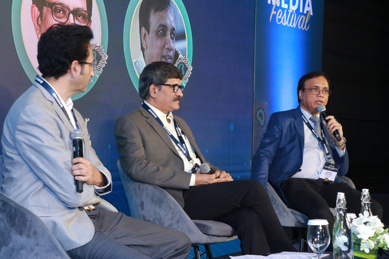 From left to right: Basant Rathore of Jagran Prakashan, Sridhar Aranala of The Hindu, and Ashok Sharma of Amar Ujala.