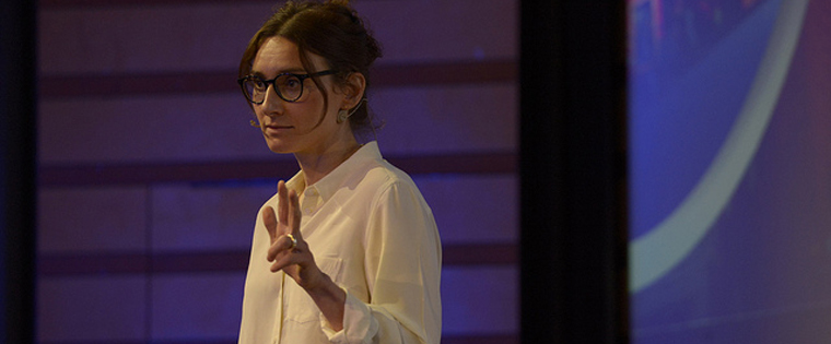 Katarina Ellemark, product manager of MittMedia, talks to the INMA audience about the debate between user experience and advertising revenue.