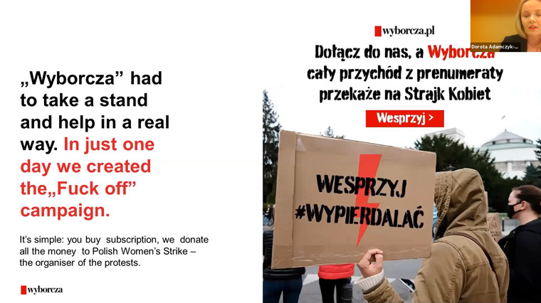 Dorota Adamczyk-Mroczek, chief revenue officer at Gazeta Wyborcza, describes the company's campaign to support the Polish Women’s Strike.