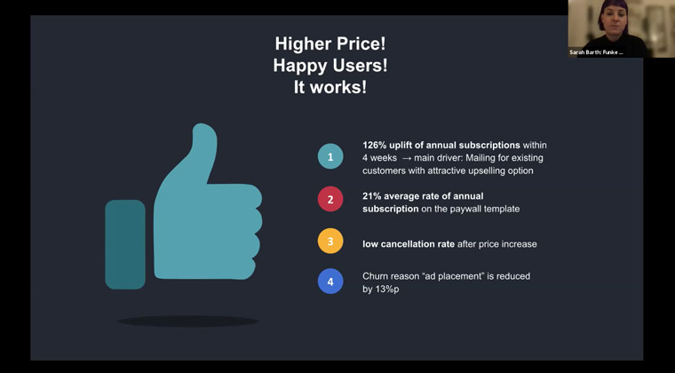 Sarah Barth, senior conversion manager at Funke Media, explains the company's price testing strategy.