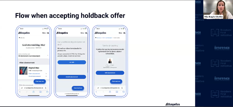 Cancellation should be as simple as subscribing, Mia Baglo Skotte, Aftenposten’s head of customer revenue optimisation, said.