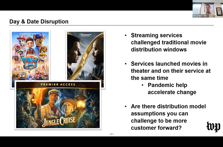 Michael Ribero, chief subscriptions officer at The Washington Post, explained what media companies could learn from the movie industry about disruption.