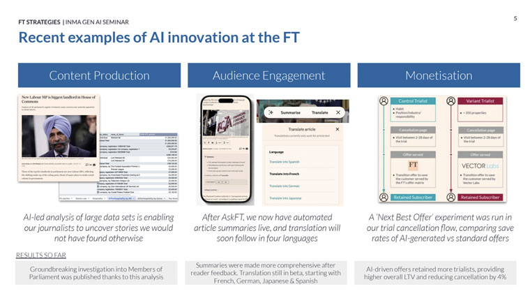 AI is considered essential to sustainability at Financial Times.
