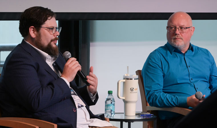 Gabriel Koen, senior vice president, tech at PMC, and Brian Alvey, chief technology officer at WordPress VIP, discussed how media brands can thrive amid AI-fueled upheaval.