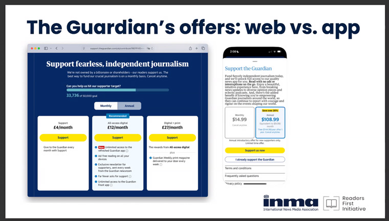 The Web and the app offerings differ greatly from one another. 