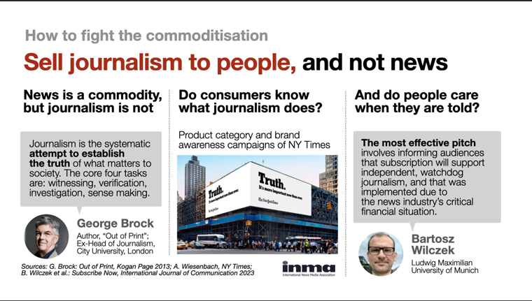 Selling journalism, not news, makes a big difference in the value proposition.