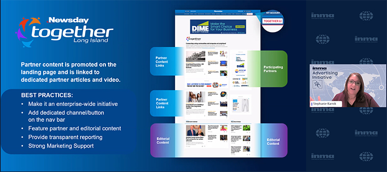 Together Long Island uses a dedicated channel and produces both partner and editorial content.