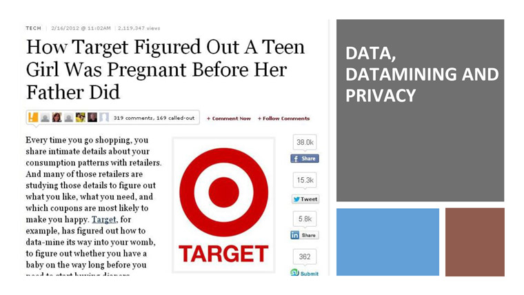 Target knew a teen girl was pregnant before her family, due to data.