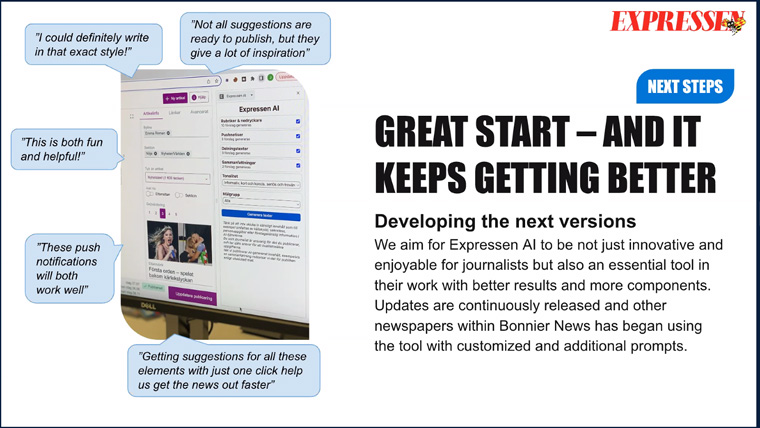 Feedback for the tool has been positive, and Expressen continues to update and improve it.