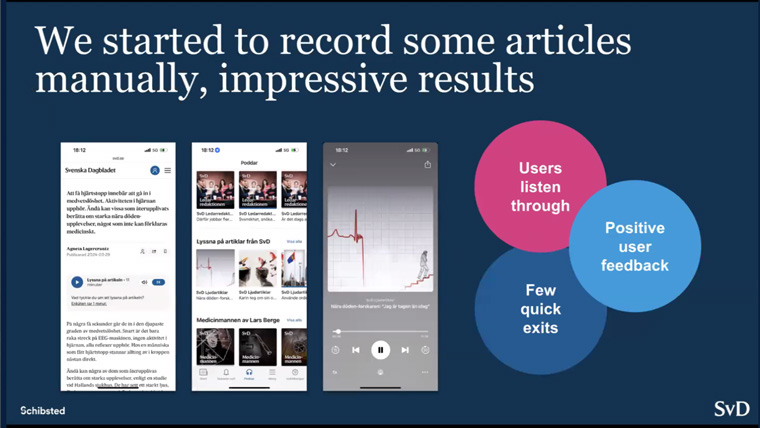 SvD received overwhelmingly positive feedback on its manually recorded audio stories.