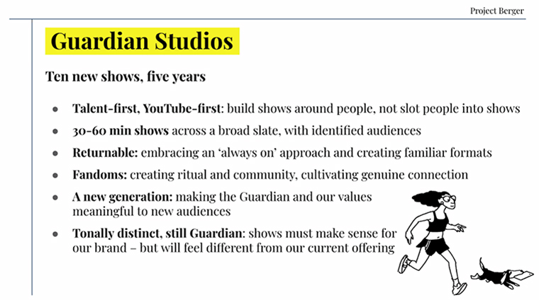Guardian Studios is video-first and YouTube first, building connection with new, younger audiences.