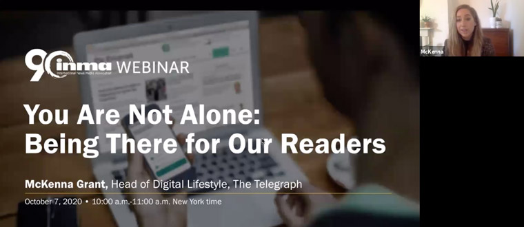 McKenna Grant of the Telegraph presented a Webinar highlighting the You Are Not Alone initiative.