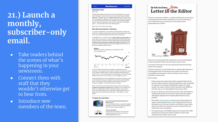 Subscriber-only e-mails are great ways to connect with readers.