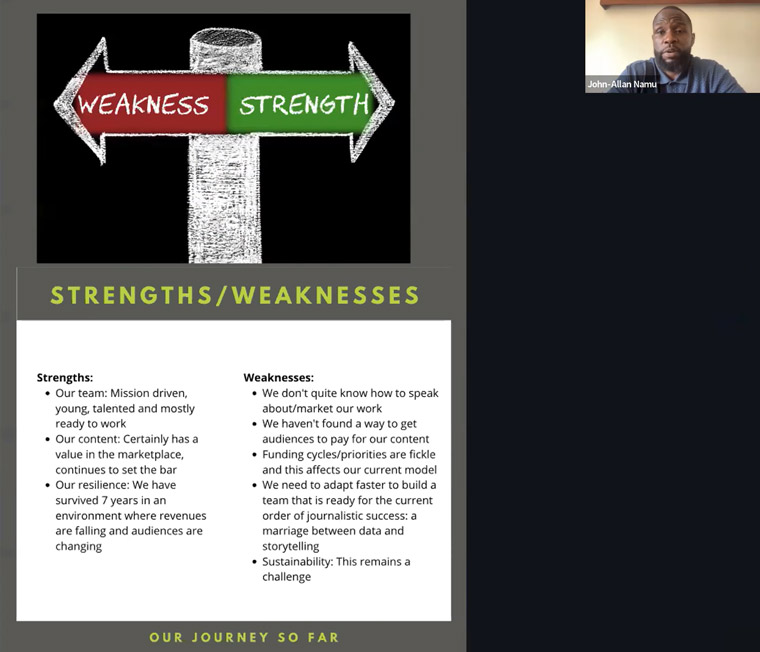 Understanding how to leverage its strengths and shore up its weaknesses has been critical to growth for Africa Uncensored.