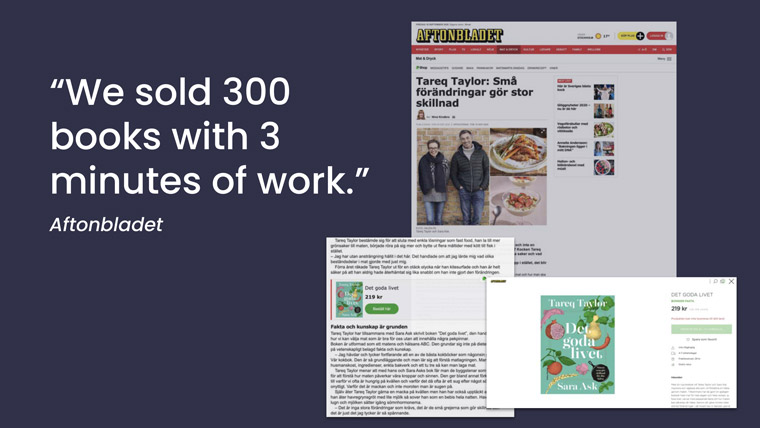 Aftonbladet sold hundreds of cookbooks by placing the e-commerce offer within an existing article.