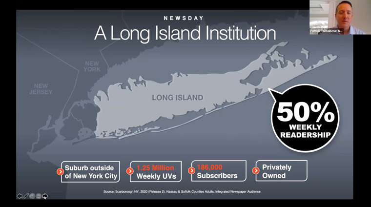 Patrick Tornabene of Newsday opened a Webinar for INMA members to discuss their live events strategy and how it drove audiences and branding.