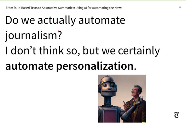 The way journalism is delivered and what audiences receive can be personalised, but journalism itself cannot be fully automated, said Tamedia's Timo Grossenbacher.
