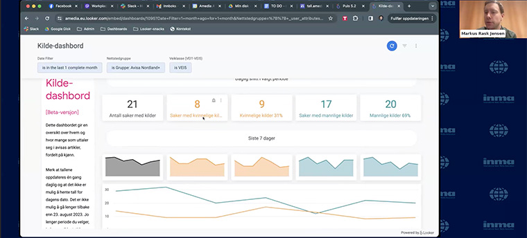 Markus Rask Jensen, director of content development at Amedia, gives Webinar attendees a tour of the company's "heartbeat report."