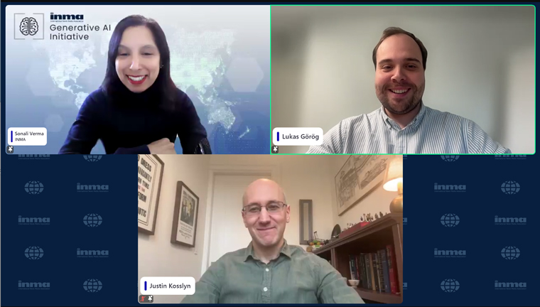 Generative AI Initiative Lead Sonali Verma was joined by AI consultants Lukas Görög and Justin Kosslyn during this week's Webinar.