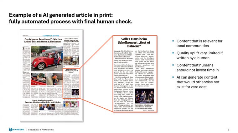 AI can generate local articles that matter to readers without creating a drain on cost-conscious publishers.