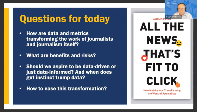 Greg Piechota and two panelists discussed metrics and automation in the newsroom.