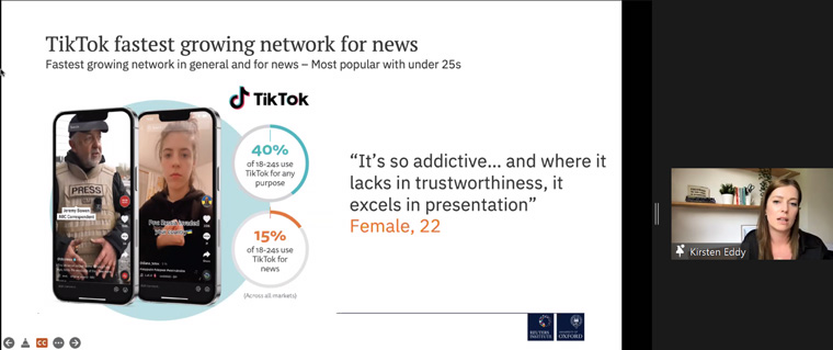 TikTok has become the fastest-growing network for consuming news stories, driven largely by the 25 and under audience.