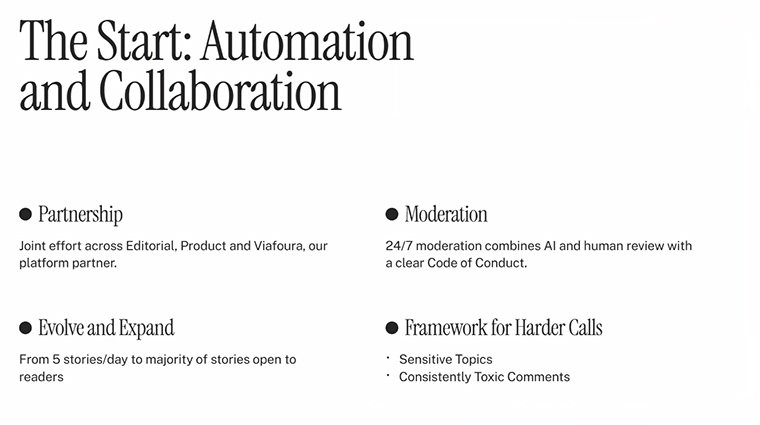 Beginning with automation and collaboration allowed the Toronto Star to gradually ease into its new approach to comments.